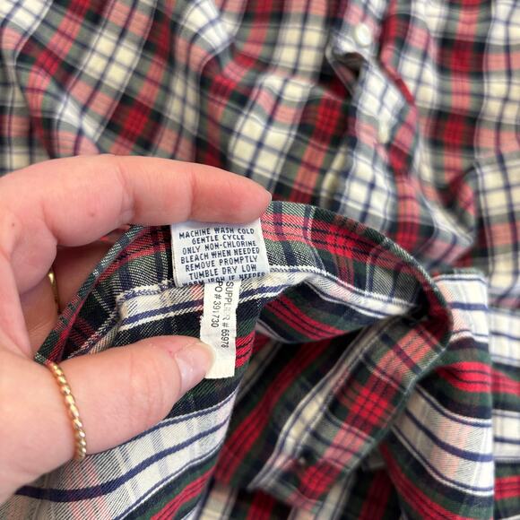 Ralph Lauren Red Green Mens XL Pony Button Down‎ Flannel Shirt Tartan Plaid - Picture 5 of 8